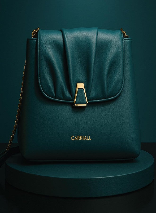 Carriall Bella Women’s Vegan Leather Handbag | Stylish Casual Shoulder Bag with Wallet purse, Secure Zip Pockets with shoulder strap - Structured & Stylish Everyday Bag for women & girls (DARK TEAL) - Image 3